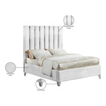 Enzo Velvet Upholstered Queen Bed in White