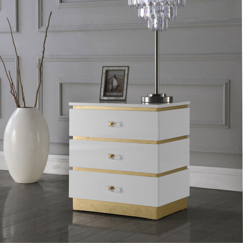 Esme Lacquer Finish And Metal Side Table in White