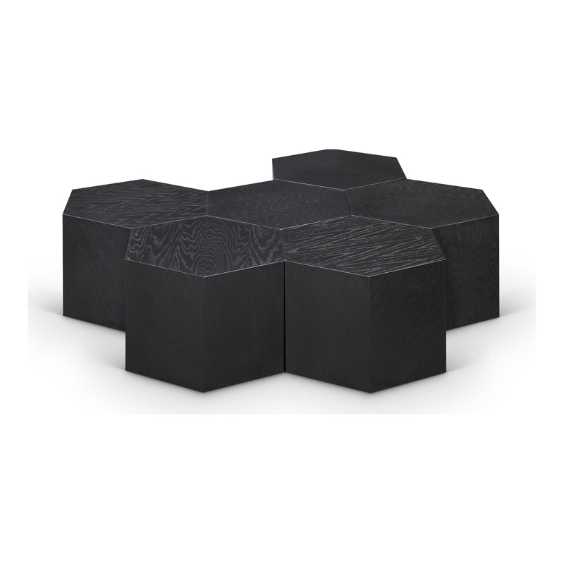 Eternal Oak Wood 7pc. Modular Coffee Table in Black