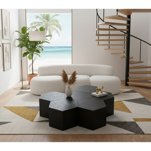 Eternal Oak Wood 7pc. Modular Coffee Table in Black