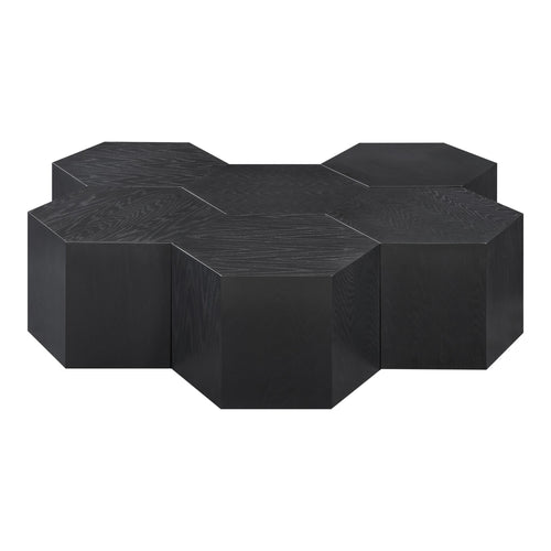 Eternal Oak Wood 7pc. Modular Coffee Table in Black