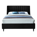Eva Velvet Upholstered King Bed in Black