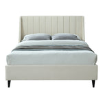 Eva Velvet Upholstered King Bed in Cream
