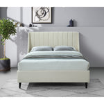 Eva Velvet Upholstered King Bed in Cream