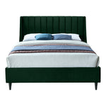 Eva Velvet Upholstered King Bed in Green