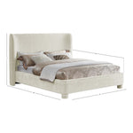 Penny Chenille Fabric Upholstered King Bed in Cream