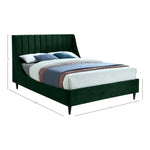 Eva Velvet Upholstered King Bed in Green