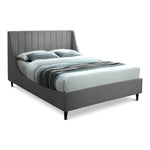 Eva Velvet Upholstered King Bed in Grey