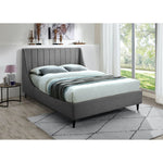 Eva Velvet Upholstered King Bed in Grey