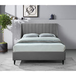 Eva Velvet Upholstered King Bed in Grey