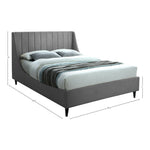 Eva Velvet Upholstered King Bed in Grey