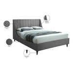 Eva Velvet Upholstered King Bed in Grey