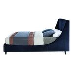 Eva Velvet Upholstered King Bed in Navy