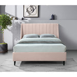 Eva Velvet Upholstered King Bed in Pink
