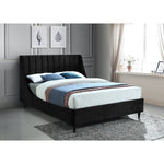 Eva Velvet Upholstered Queen Bed in Black