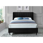 Eva Velvet Upholstered Queen Bed in Black