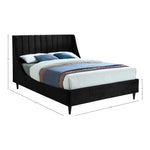 Eva Velvet Upholstered Queen Bed in Black