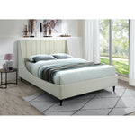 Eva Velvet Upholstered Queen Bed in Cream