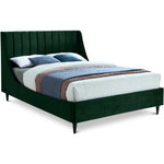 Eva Velvet Upholstered Queen Bed in Green