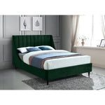 Eva Velvet Upholstered Queen Bed in Green