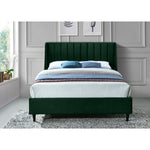 Eva Velvet Upholstered Queen Bed in Green