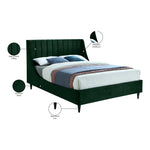 Eva Velvet Upholstered Queen Bed in Green