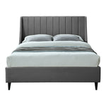 Eva Velvet Upholstered Queen Bed in Grey