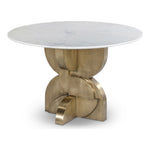 Alden 48" Marble Top And Brass Base Dining Table in White