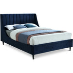 Eva Velvet Upholstered Queen Bed in Navy
