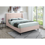 Eva Velvet Upholstered Queen Bed in Pink