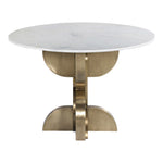 Alden 48" Marble Top And Brass Base Dining Table in White