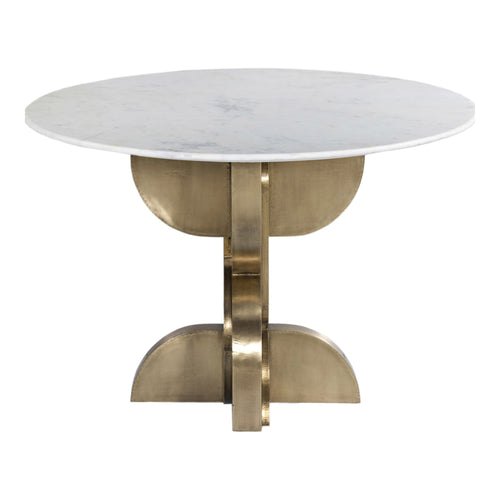 Alden 48" Marble Top And Brass Base Dining Table in White