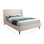 Eva Velvet Upholstered Queen Bed in Pink