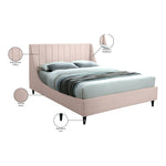 Eva Velvet Upholstered Queen Bed in Pink