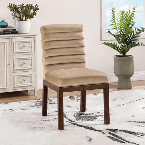 Evelyn Velvet Upholstered Dining Chair in Beige
