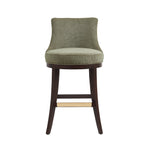 Lucia Chenille Wood Upholstered Barstool in Leaf Green