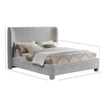 Penny Chenille Fabric Upholstered King Bed in Grey