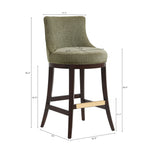 Lucia Chenille Wood Upholstered Barstool in Leaf Green
