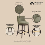 Lucia Chenille Wood Upholstered Barstool in Leaf Green