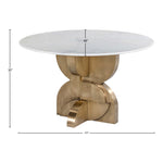 Alden 48" Marble Top And Brass Base Dining Table in White
