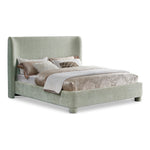 Penny Chenille Fabric Upholstered King Bed in Mint Green