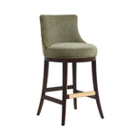 Lucia Chenille Wood Upholstered Barstool in Leaf Green