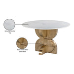 Alden 48" Marble Top And Brass Base Dining Table in White