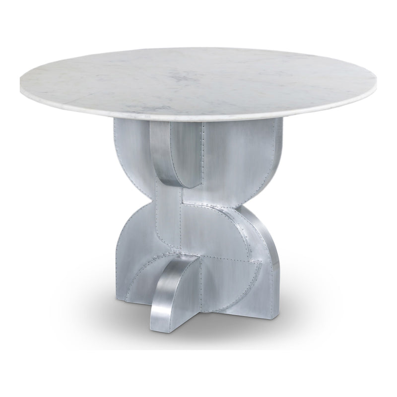 Alden 48" Marble Top And Aluminum Base Dining Table in White