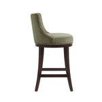 Lucia Chenille Wood Upholstered Barstool in Leaf Green