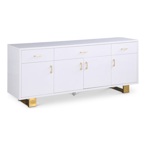 Excel Lacquer Finish And Stainless Steel Sideboard / Buffet in White