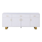 Excel Lacquer Finish And Stainless Steel Sideboard / Buffet in White