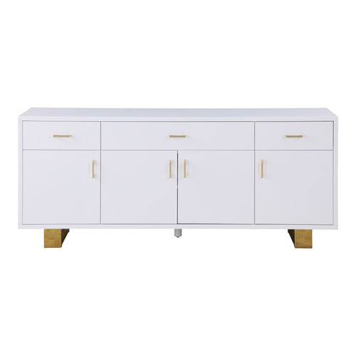 Excel Lacquer Finish And Stainless Steel Sideboard / Buffet in White