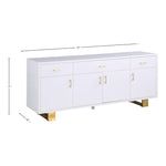 Excel Lacquer Finish And Stainless Steel Sideboard / Buffet in White