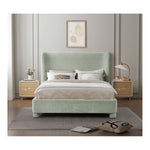 Penny Chenille Fabric Upholstered King Bed in Mint Green